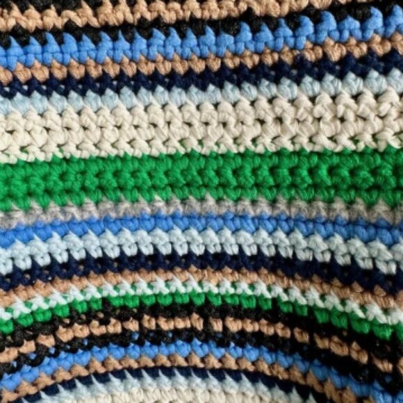 Frame Hand Crochet Tank Womens Large Green Blue White Brown Striped Knit Top - Picture 3 of 7